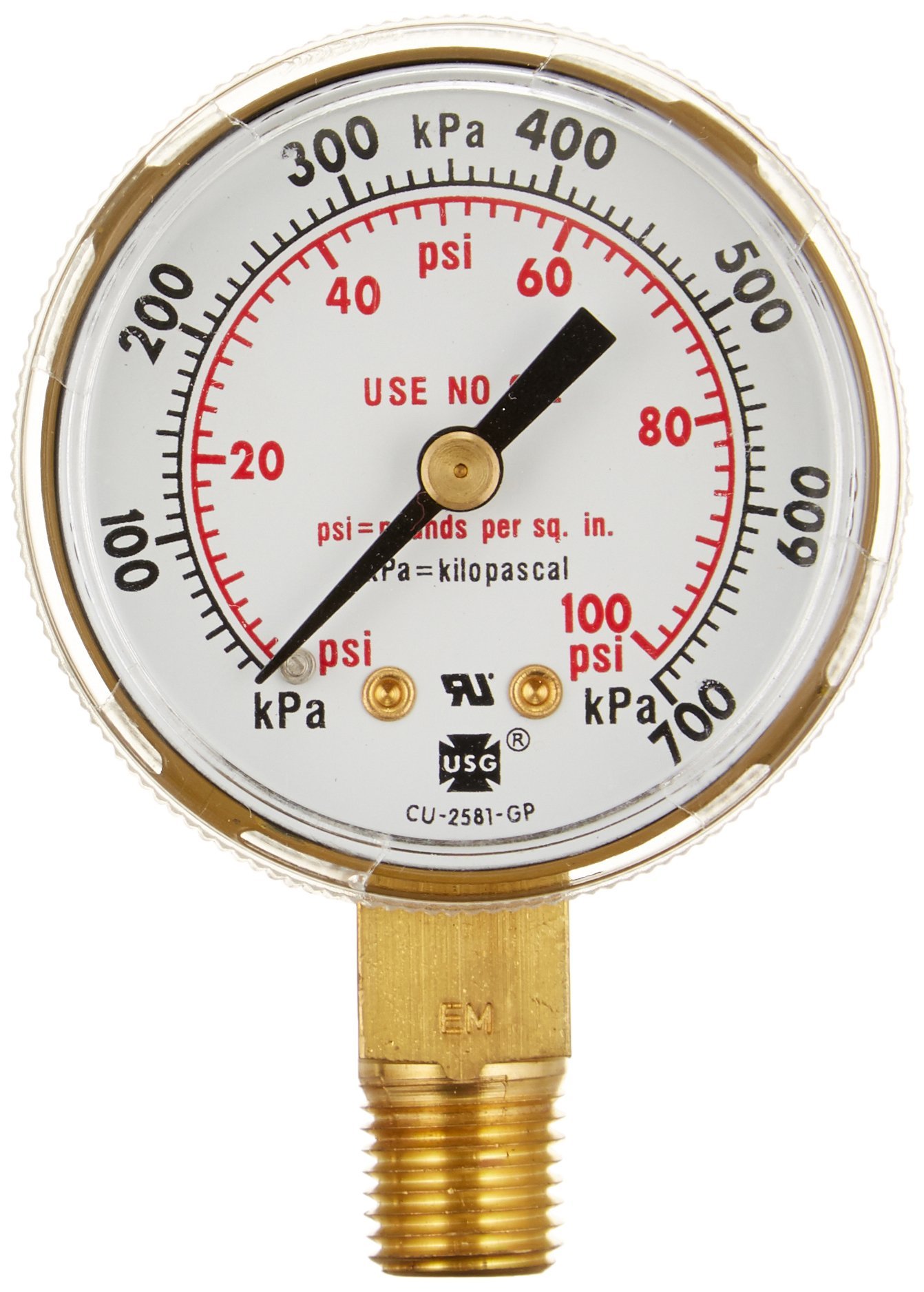 Victor 1424=0015 Replacement 250 Series Pressure Gauge for All Gases with 100 Max PSI