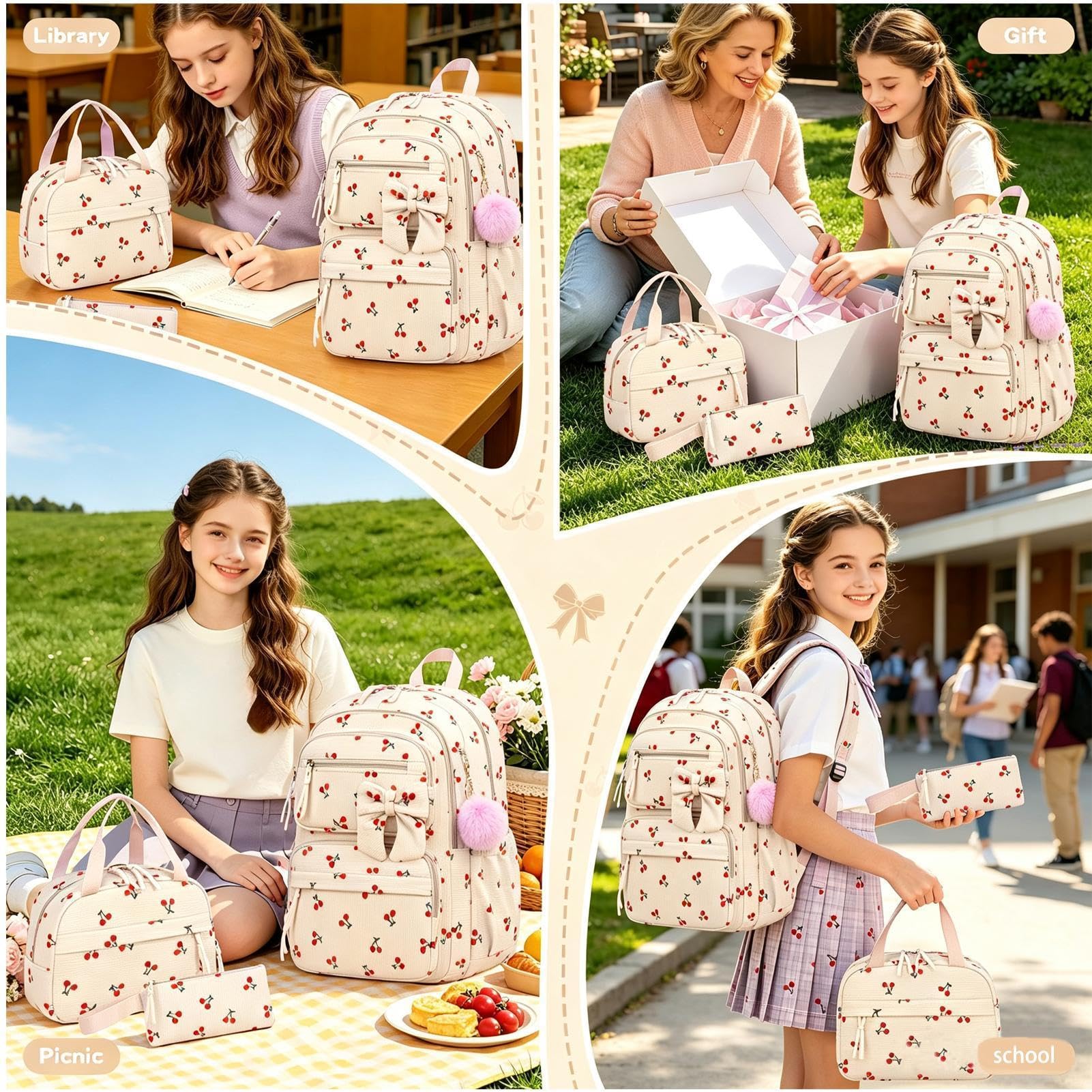 Mochila Escolar para Niños Set Escolar Impermeable Transpirable y Lindo de | Mochila Diaria Transpirable para Adolescentes Para Niñas Niños Guardería Preescolar Primaria Regreso A Clases Via