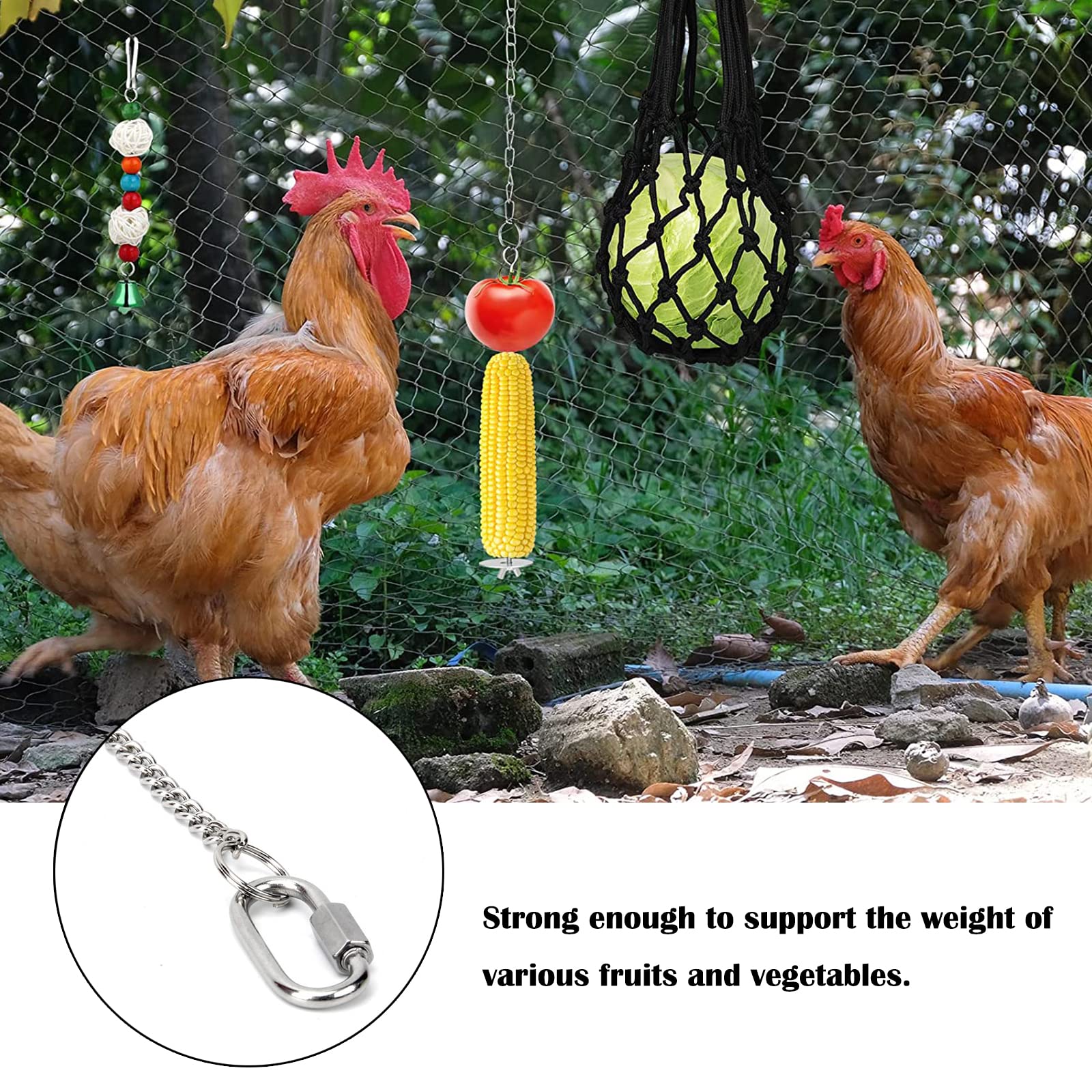 Mangeoire Suspendue Pour Poules – Distributeur De Légumes Et Fruits, Pliable, 42 Cm Avec 4 Chaînes
