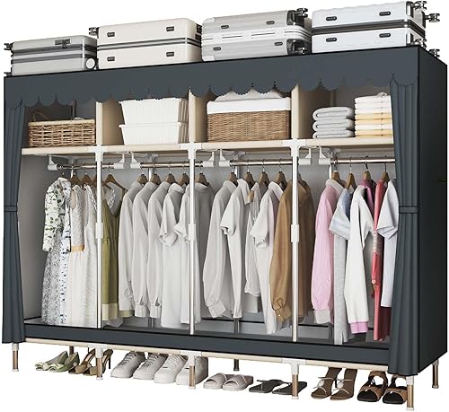 Miniatura 11 de Armario portátil duradero y fácil de montar, resistente con cubierta de tela no tejida, lo mejor para dormitorio y fácil almacenamiento y