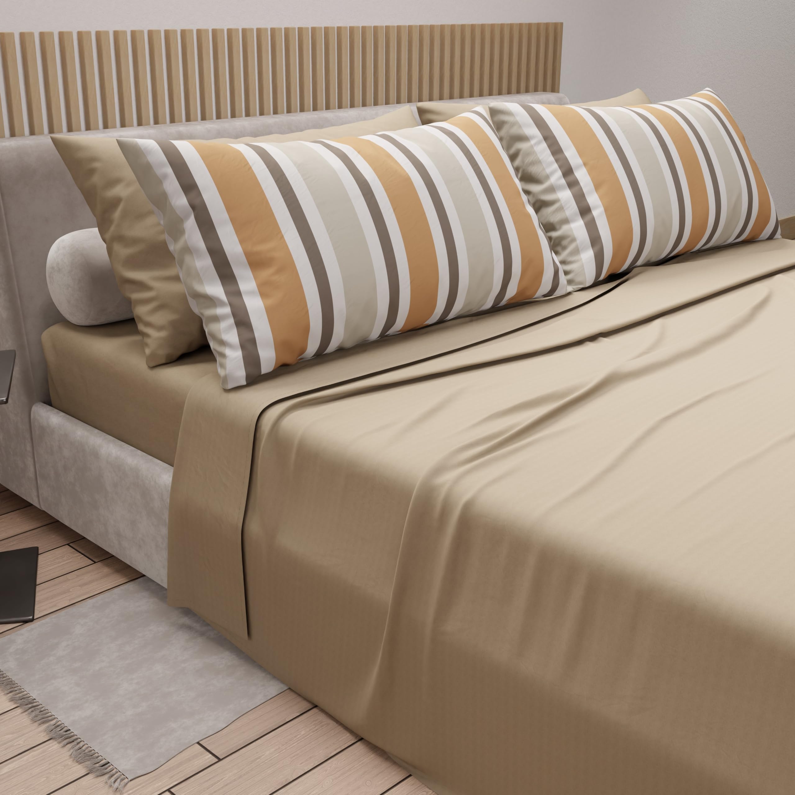 PETTI Artigiani Italiani - Lenzuola in Cotone, Completo Letto con Federe in Stampa Digitale Mille Righe 02 - Piazza e mezza - Fatto con amore in Italia dal 1968
