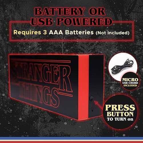 Miniatura 4 de Paladone Luz con logotipo de Stranger Things con 2 modos de luz, letrero brillante de Stranger Things y regalo, mercancía con licencia oficial