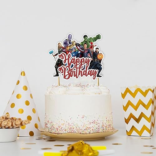 Miniatura 5 de Seyal Decoración para pastel de feliz cumpleaños de Suprhero