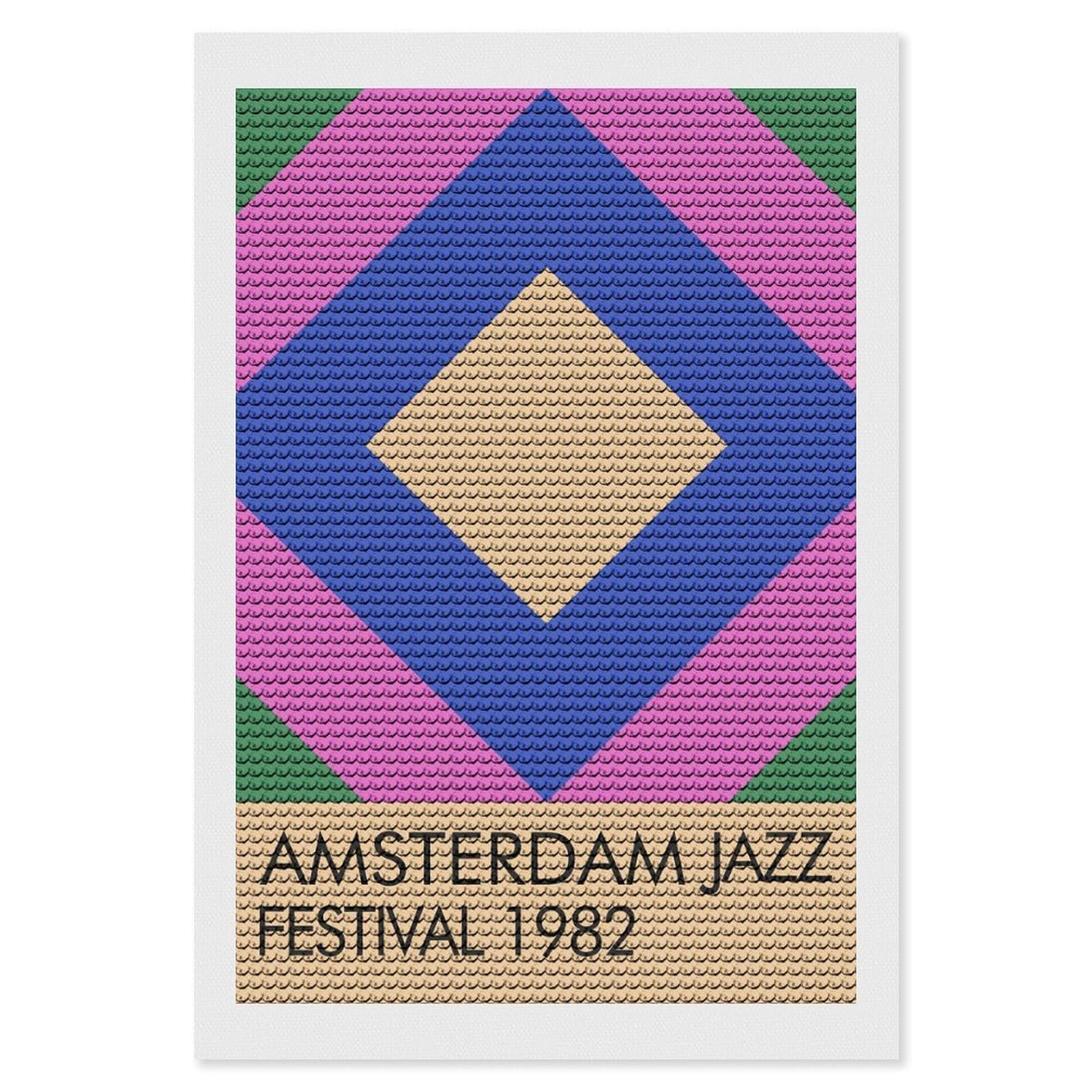 Junmoney Amsterdam Jazz Festival 1982 Diamond Painting Canvas Set 8"x12", for Adults, Bedroom Decor, Good for Quiet Evenings, Festive Craft Gift