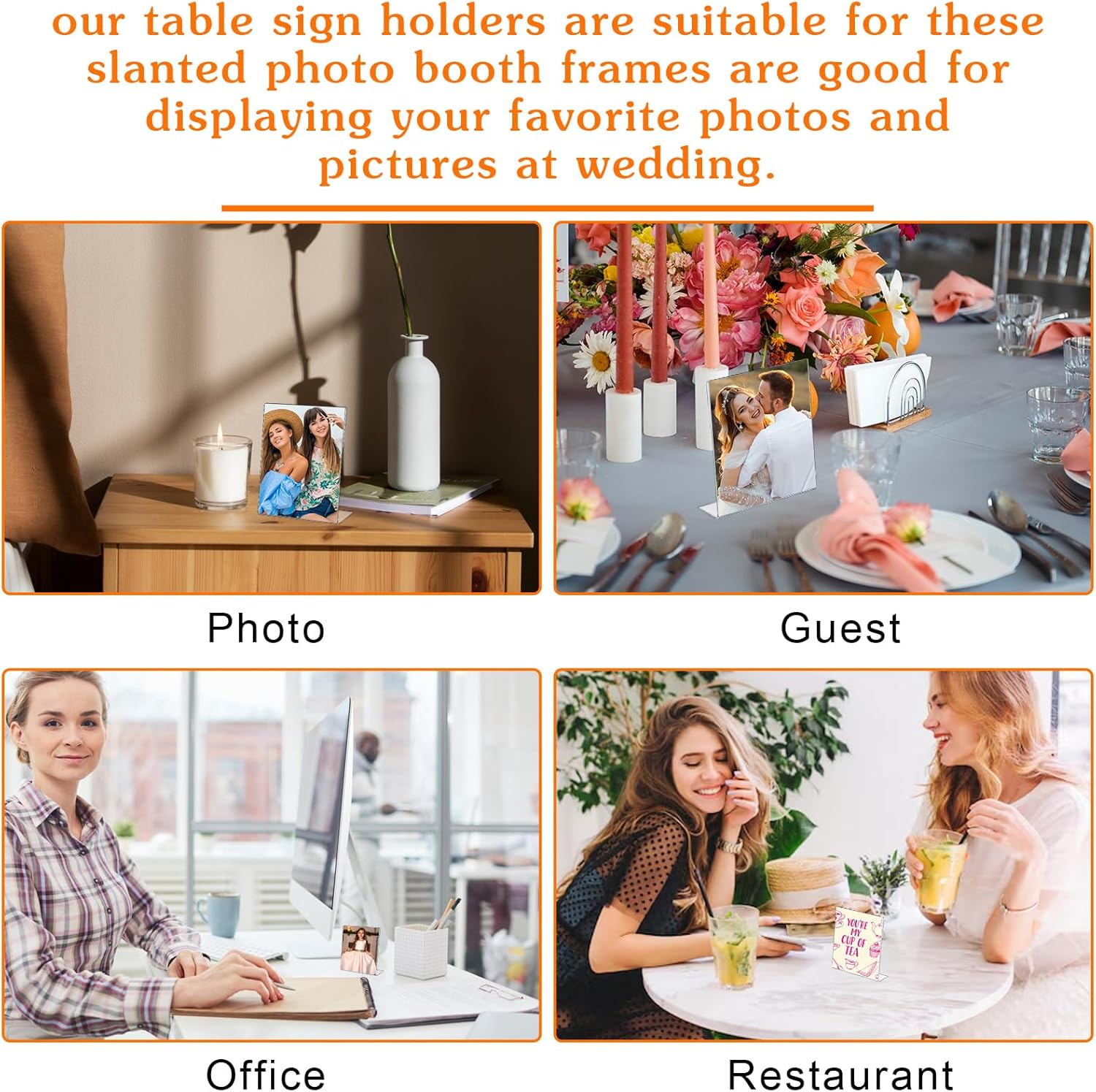 30 Pcs Acrylic Photo Frames 4 x 4 Inch Clear Picture Frames Slant Back Plastic Booth L Shaped Photo Stand Horizontal Small Sign Holder Name Display Stand with Insert for Home Office