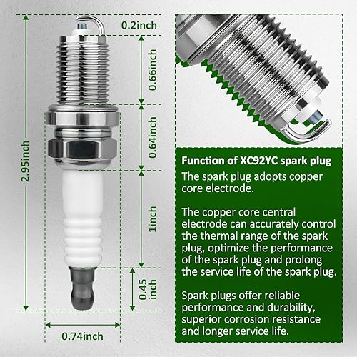 Miniatura 5 de MaxLLTo Paquete de 2 bujías de repuesto XC92YC MIU11020 para modelos John Deere Z335E Z335M Z345M Z345R Z355E Z355R Z375R