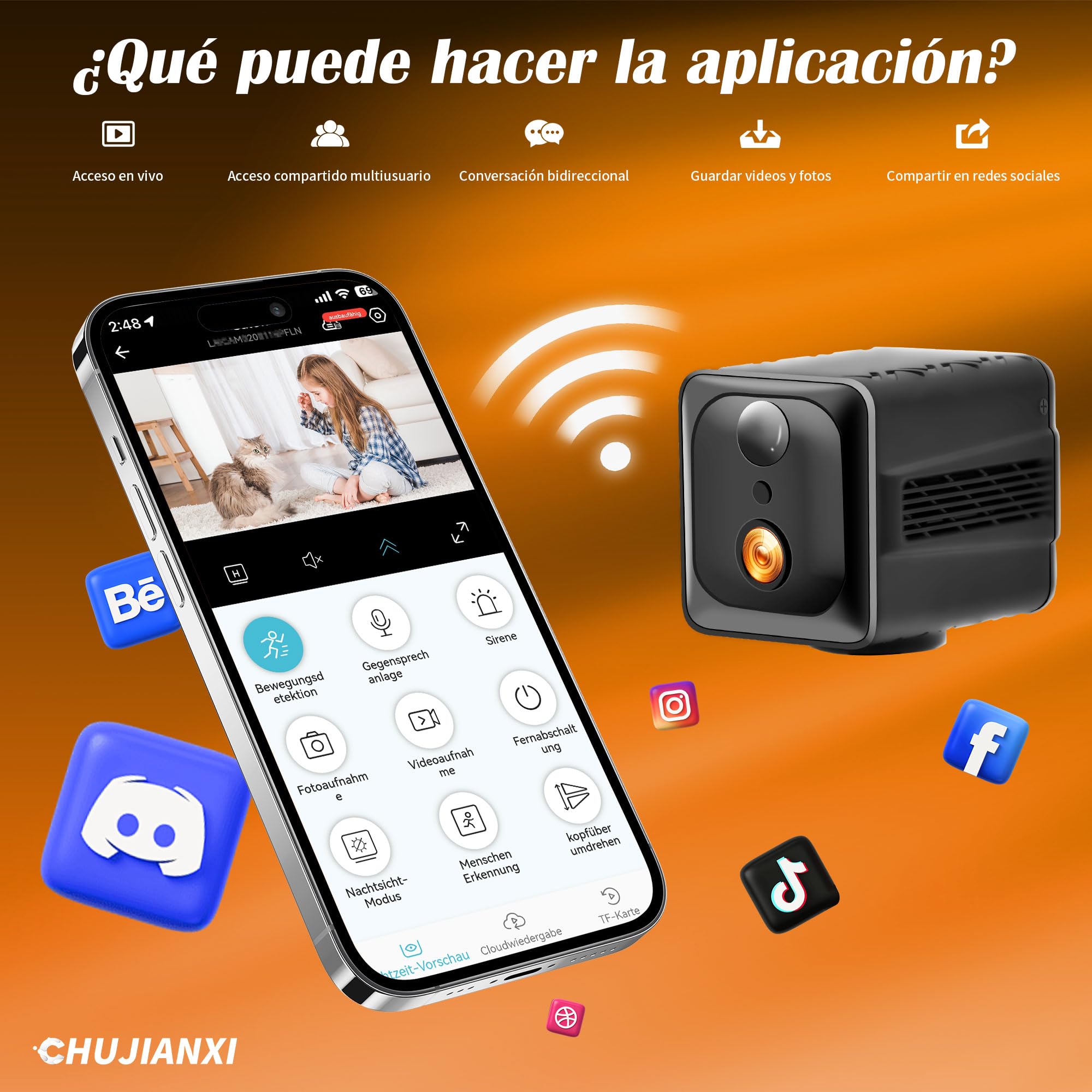 Cámara Mini 4K, Cámara Interior WiFi Actualizada 2026 | Cámara con Transmisión en Vivo para Móvil, Cámara de Larga Espera con Batería de 3000 mAh, Minicámara con Visión Nocturna