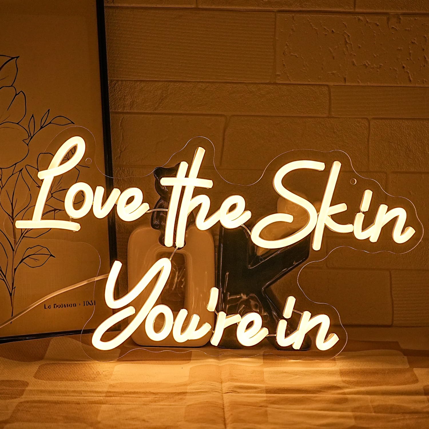 LMSIGNLY Love the Skin You're in Neon Sign Facial Spa Neon Light for Wall Decor Warm White Letters LED Sign Beauty Salon Sign for Business Skin Care Salon Beauty Shop Decorations