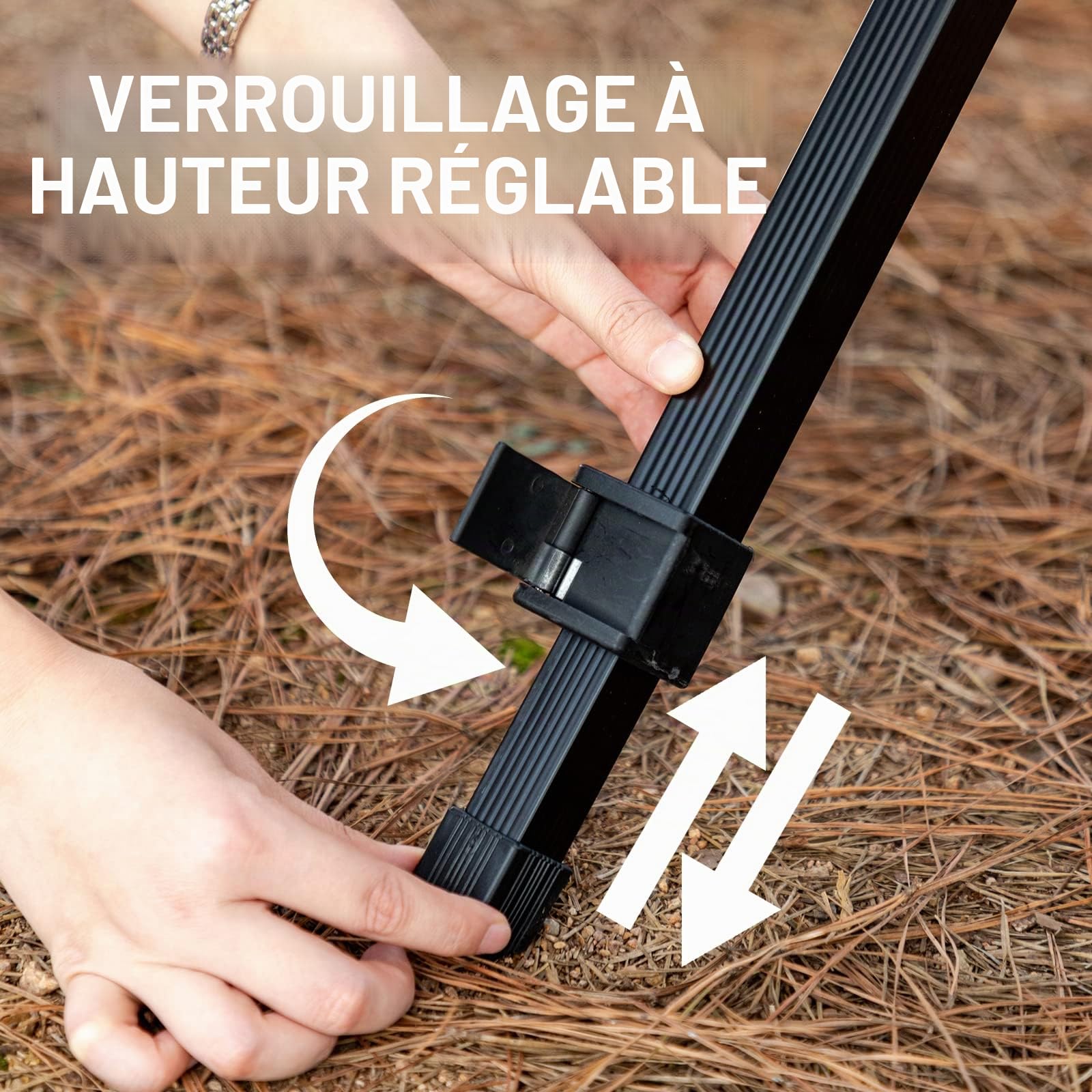 TIMBER RIDGE Table Pliante Camping 4-6 Personnes Hauteur Réglable Plateau Aluminium Support 100 kg, Marron