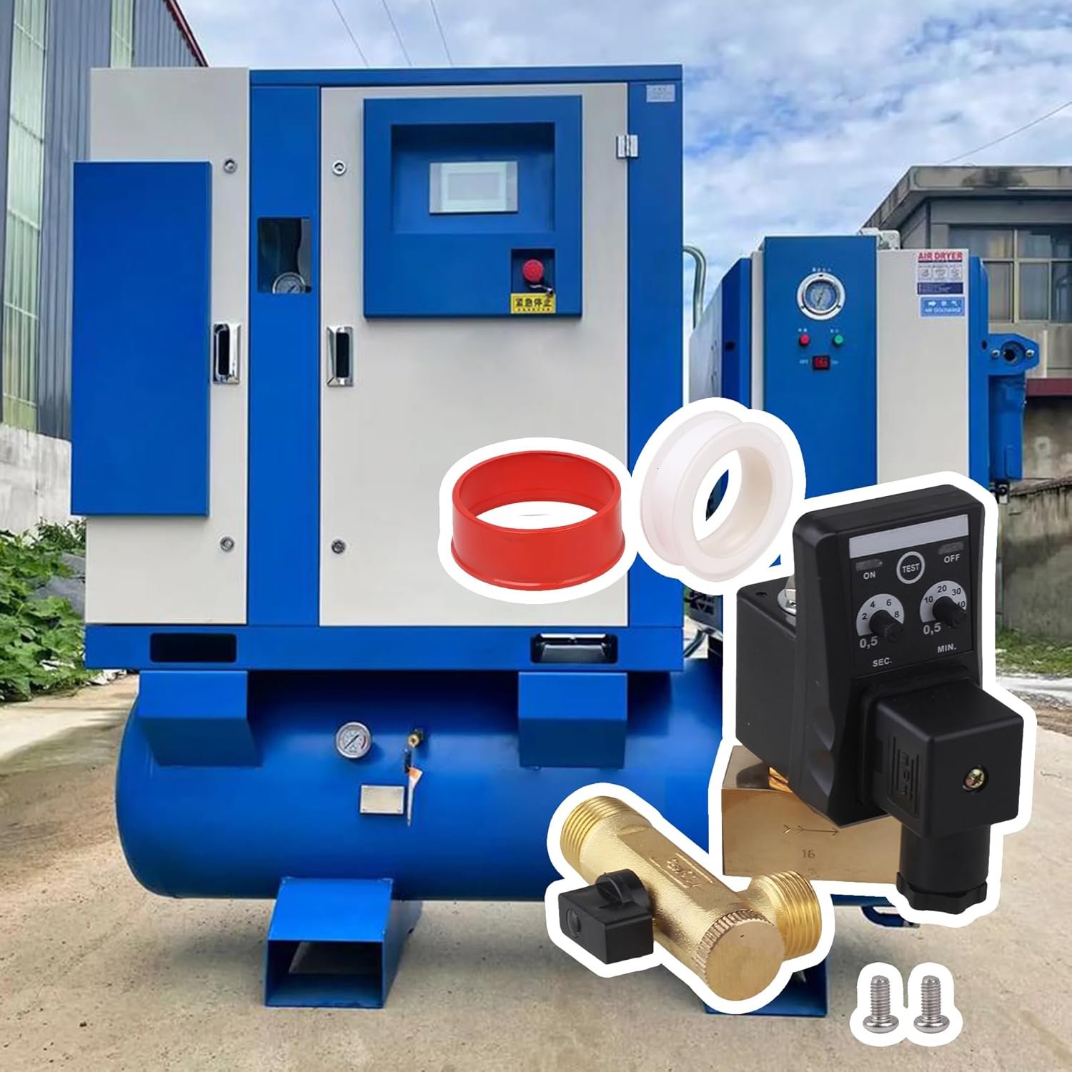 CNBTR Automatic Timed Water Trank Direct-acting Drain Valve Electronic Timed Air Compressor Forging Brass 1/2" Hole Diameter AC110V Drain Valve