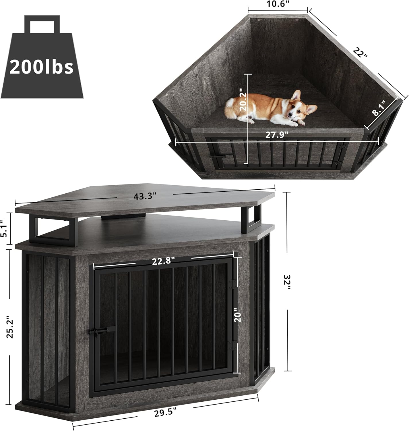 Stylish Sanctuary: Review of the IRONCK 44" Corner Dog Crate and Two-Tier Shelves