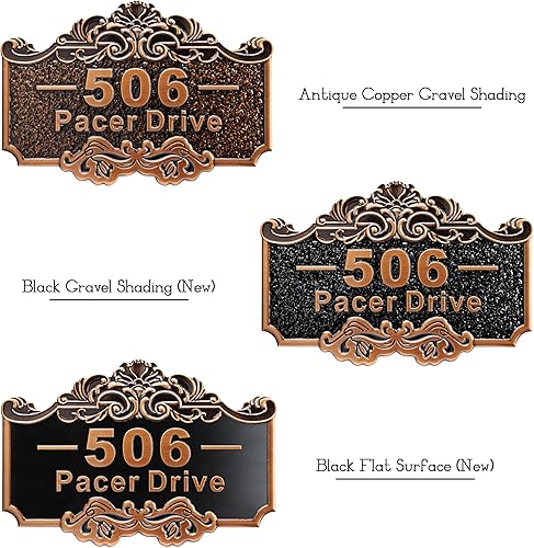 Vista 123 de Placa de dirección personalizada para vivienda con números fundidos de 12 pulgadas para exteriores, placa de identificación de dirección clásico-04