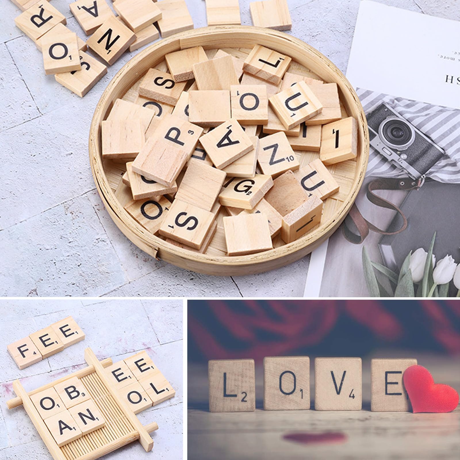 RUNEAY Lettere in Legno Piccole Con Numeri, 180 Pezzi, Maiuscole Colorate A-Z, Numeri 0-9, per Fai Da Te, Cartelli per Porta