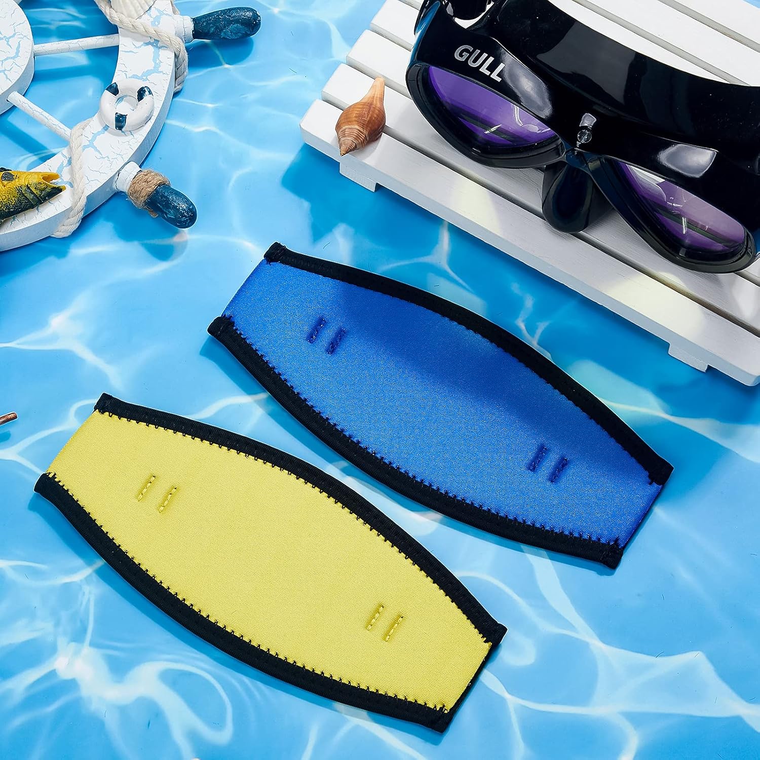 Skylety 2 Pieces Diving Mask Slap Straps Cover Neoprene Dive Mask Strap Swimming Mask Strap Cover for Men and Women Dive and Snorkel Mask Water Sports (Royal Blue, Yellow) : Sports & Outdoors