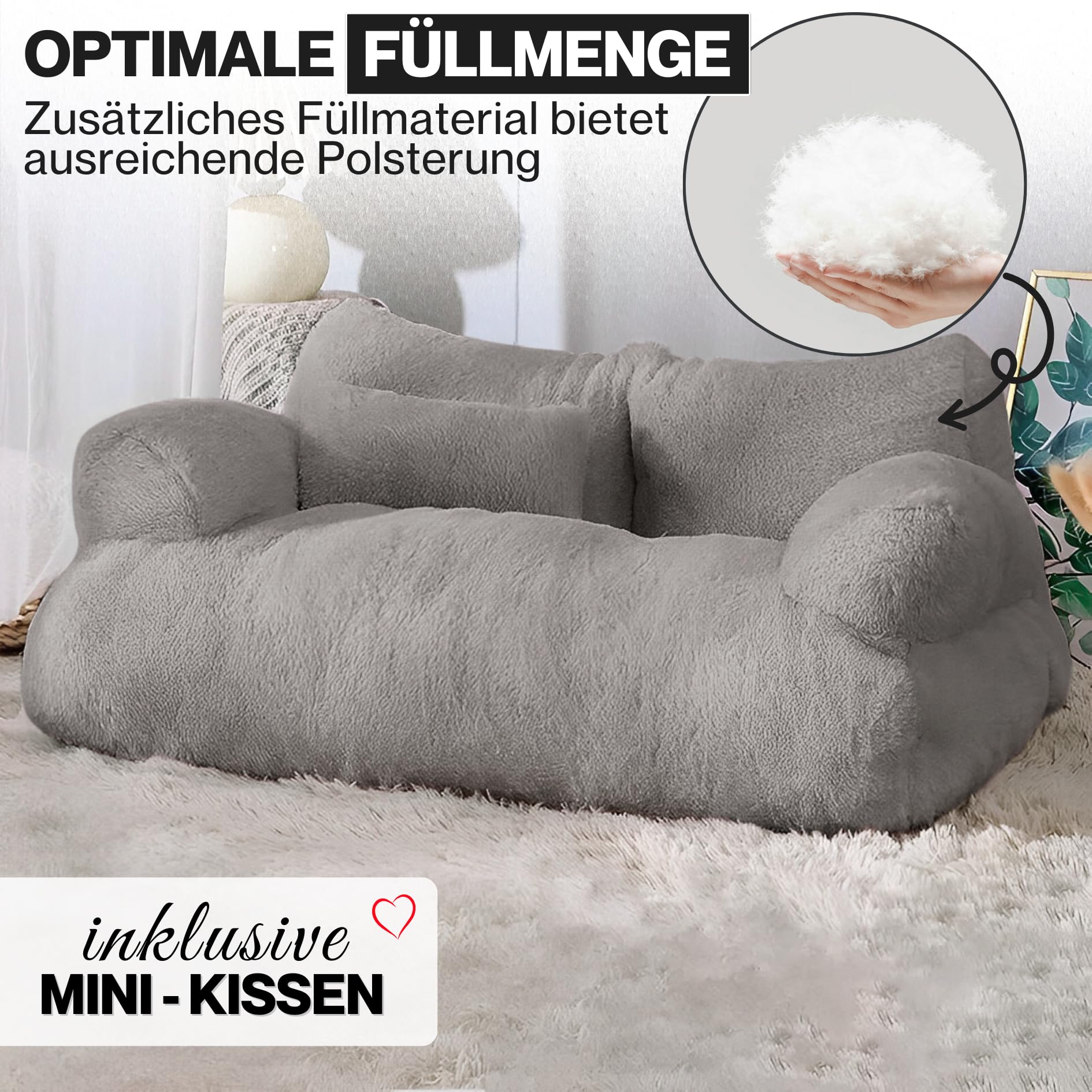 Katzensofa Simba Katzen Hundesofa in Grau | Inklusive Mini-Kissen | 70x48cm | Katzenbett Hundebett kleine Hunde | Flauschig ausreichend gefüttert | Bezug abnehmbar