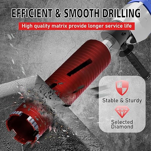 Miniatura 7 de Brocas de núcleo de diamante SALI de 1 3/4" de diámetro, 254mm/10" de profundidad de perforación, rosca de 5/8-11", broca de núcleo turbo con