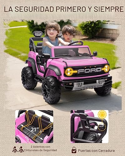 Miniatura 7 de First Ride On - Ford Bronco Raptor 2 - Vehículo infantil tipo camioneta de 24 V, con licencia, de 2 puestos, con control remoto, suspensión de 4