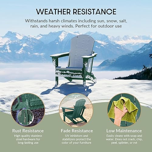 Miniatura 5 de WestinTrends Malibu - Juego de 2 sillas Adirondack plegables de polietileno para exteriores, color verde oscuro