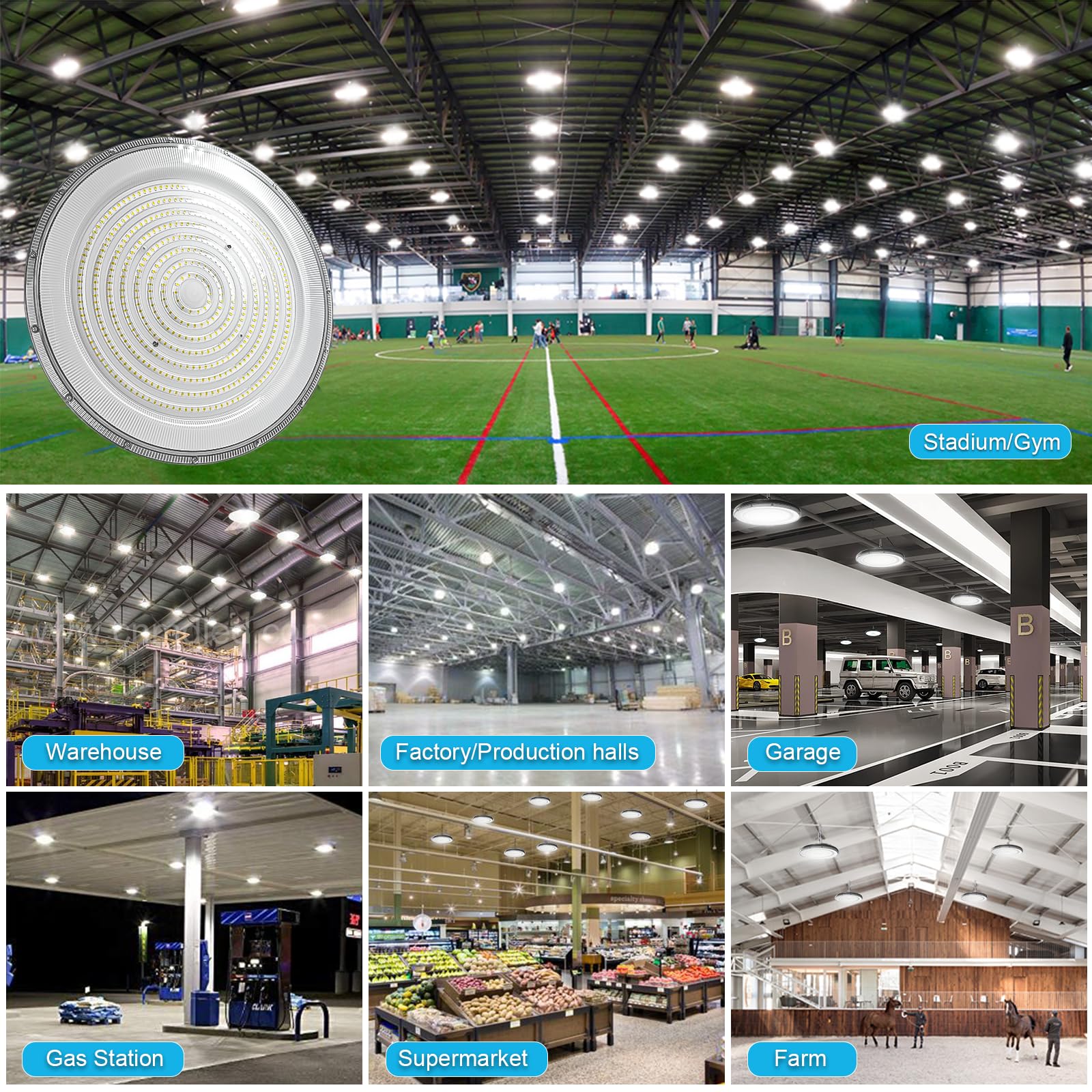 Faretto LED UFO 100W,10000LM Faretti LED Soffitto Lampadario Bianco Freddo 6500K,IP65 Impermeabile UFO Lampada Officina,Industriale Plafoniera High Bay per Garage,Magazzini,Fabbrica,Gym-4pcs