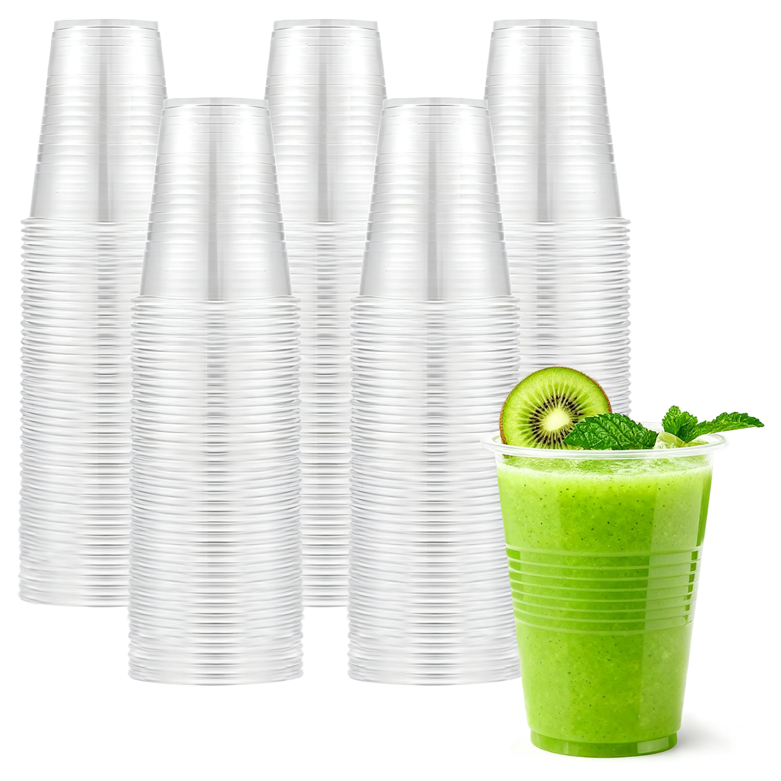 200 pack 12 oz clear plastic cups - Disposable cold drink party cups Drinking cups for Birthday Picnic