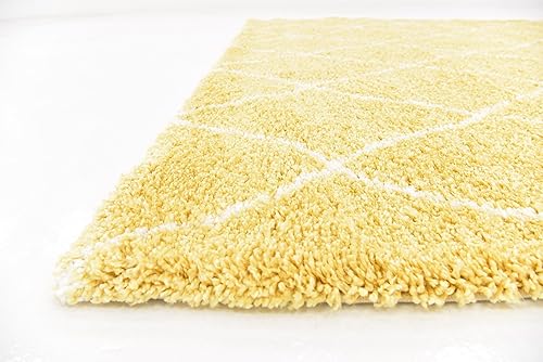 Miniatura 14 de Unique Loom Rabat Shag Collection - Alfombra moderna tribal de inspiración marroquí de felpa y diseño geométrico suave (8 pies x 8 pies, cuadrada,