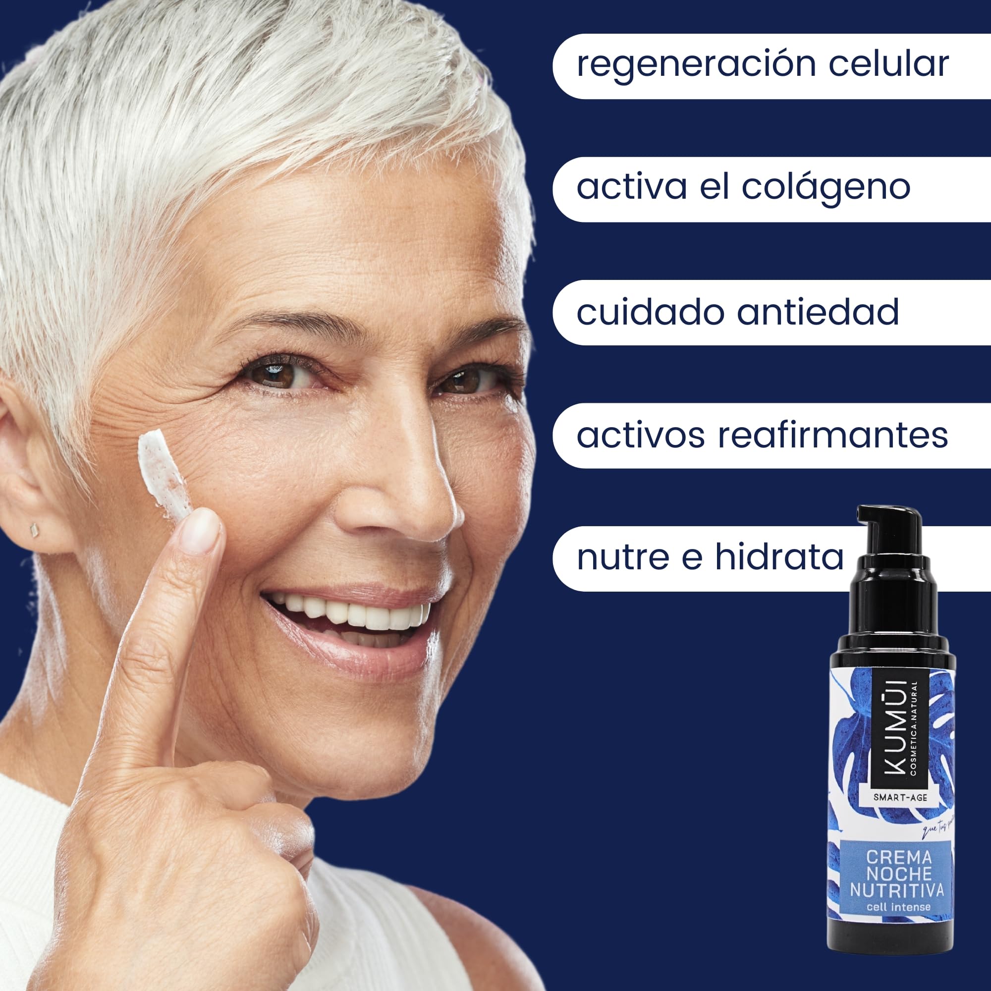 Kumui - Crema Facial Noche Nutritiva Reparadora - Cuidado Natural Antiedad Regeneración Celular - Piel firme, hidratada y luminosa - Certificación Bio y Vegan - Ideal piel madura o sensible - 30 ml