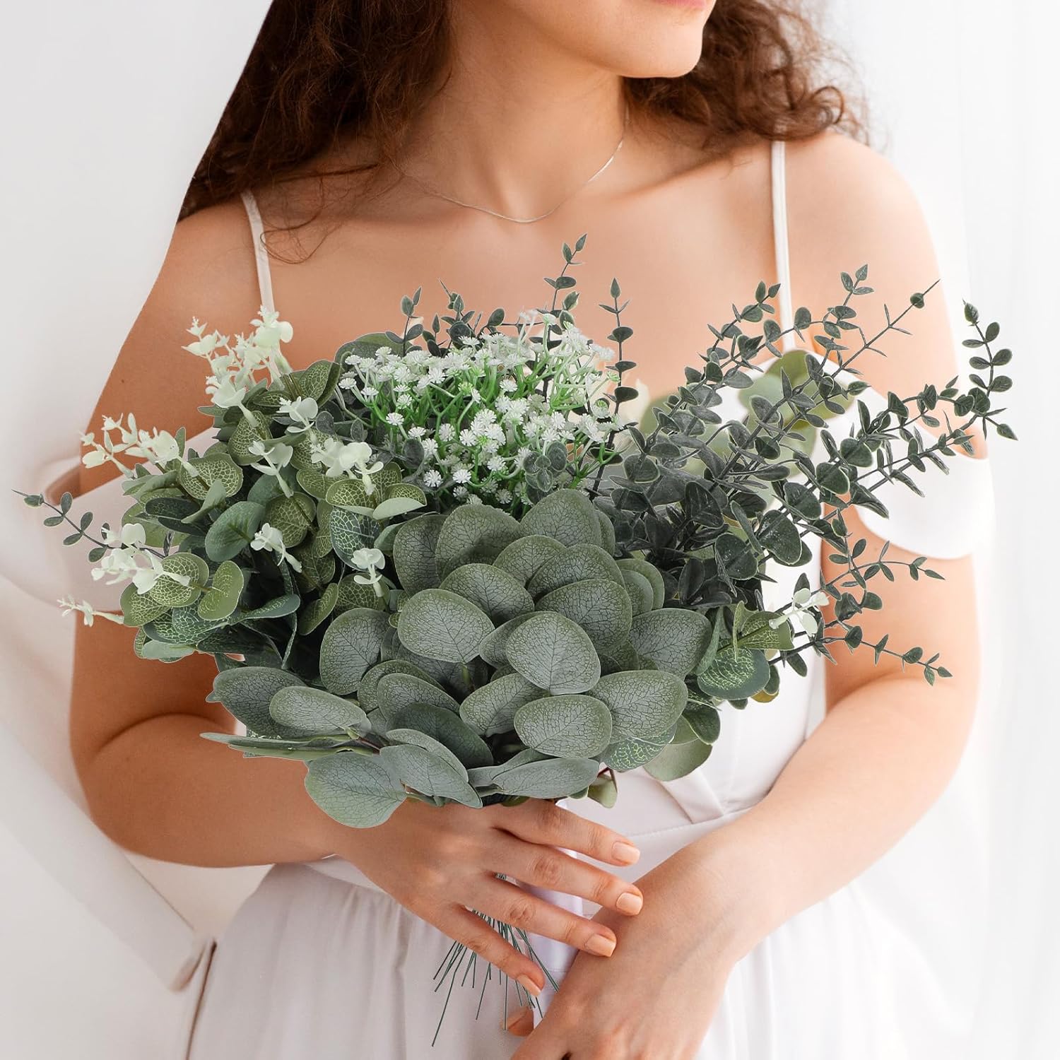 100 Pcs Artificial Eucalyptus Stems, 4 Kinds Mixed Fake Eucalyptus Leaves Silver Dollar Picks Greenery Stems Branches for Wedding DIY Bouquets Floral Arrangement Home Decor - Image 5