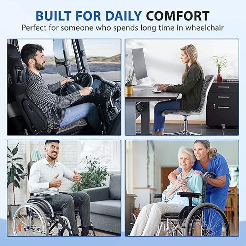 Miniatura 6 de JFMkaer Cojín para silla de ruedas para ancianos, cojín de asiento de silla de ruedas de 17 x 17 pulgadas para aliviar la presión, soporte