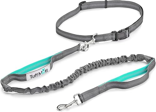 Miniatura 16 de Tuff Mutt Correa de cintura manos libres para perros para caminar, correr y hacer senderismo, clip de mosquetón, cinturón ajustable con doble asa,