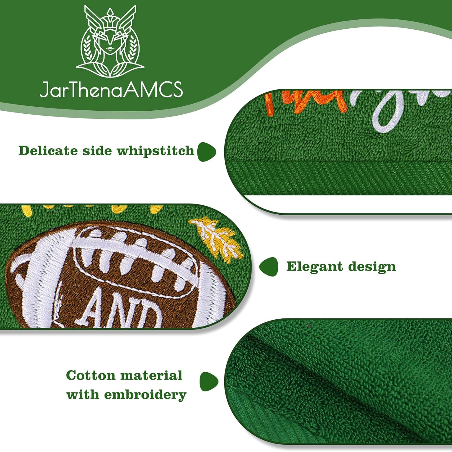 JarThenaAMCS 2Pcs Fall Football Leaves Hand Towels Embroidered Cotton Bathroom Towel Absorbent Bath Towel for Autumn Thanksgiving Harvest Hand Drying Cleaning Cooking, 29.5 x 13.7 Inch - Image 3