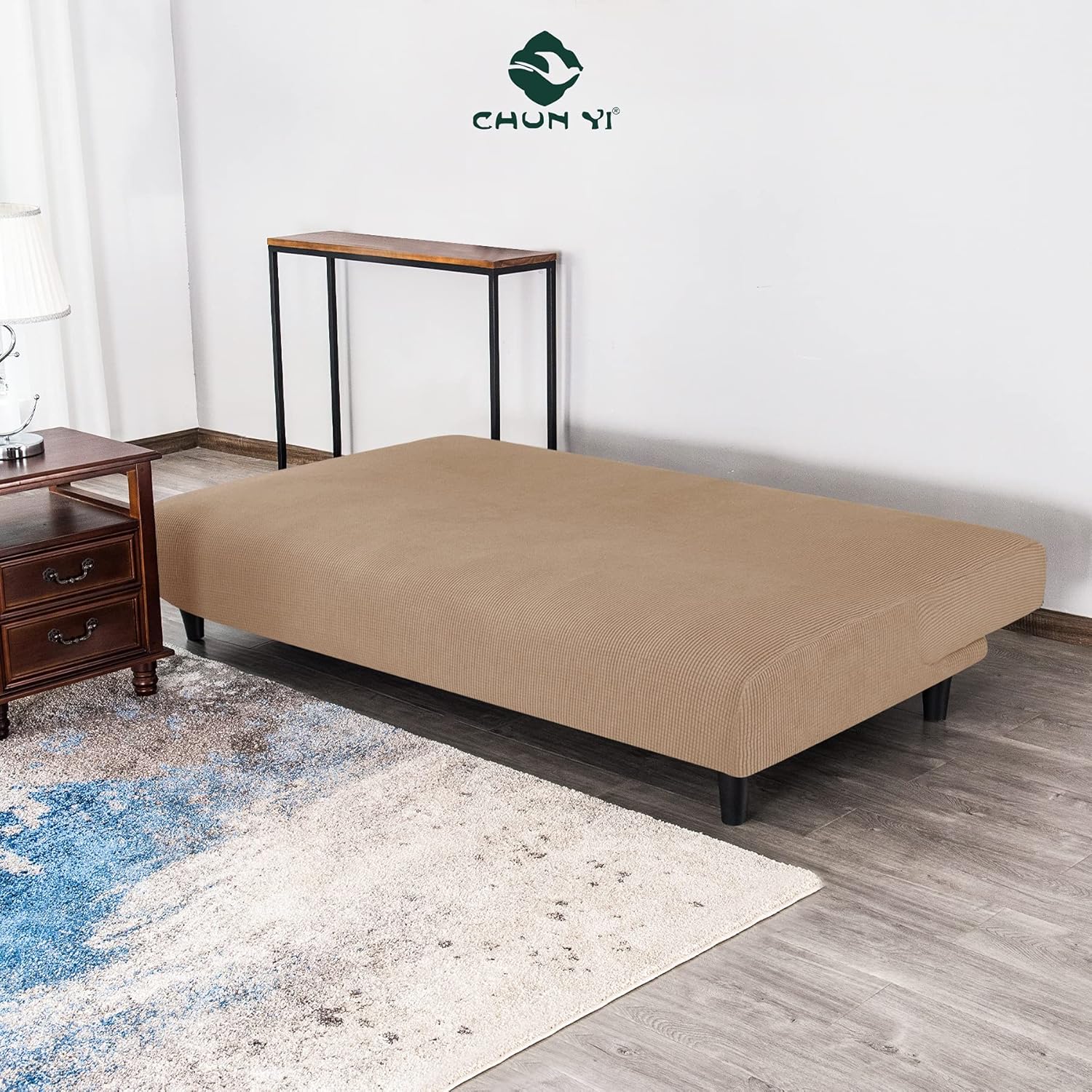 Flаѕh Dеаlѕ - 50% оƒƒ CHUN YI Stretch Armless Sofa Slipcover Elastic Fitted Full Folding Futon Cover Without Armrests with Elastic Bottom for Kids, Removable Machine Washable Furniture Sofa for Futon Couch (Camel)