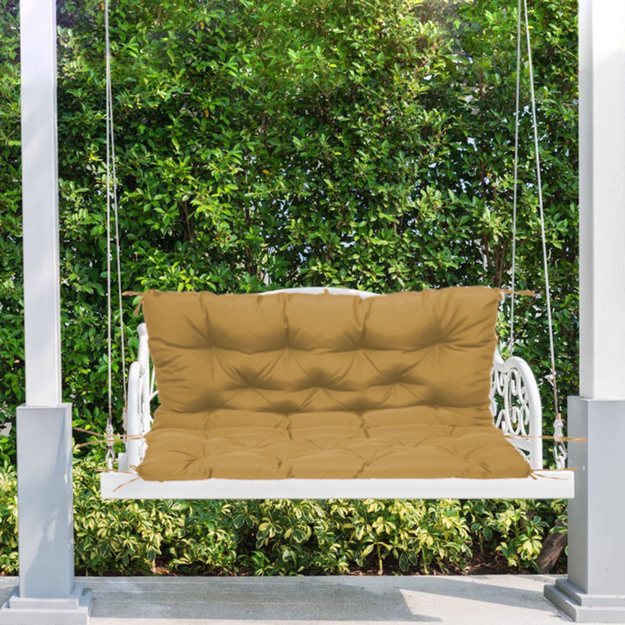 Cuscini di ricambio impermeabili per dondolo da giardino con schienale, per panca da portico addensato, per panca a 2/3 posti, per mobili da esterno, 150 x 100 x 10 cm, color kaki