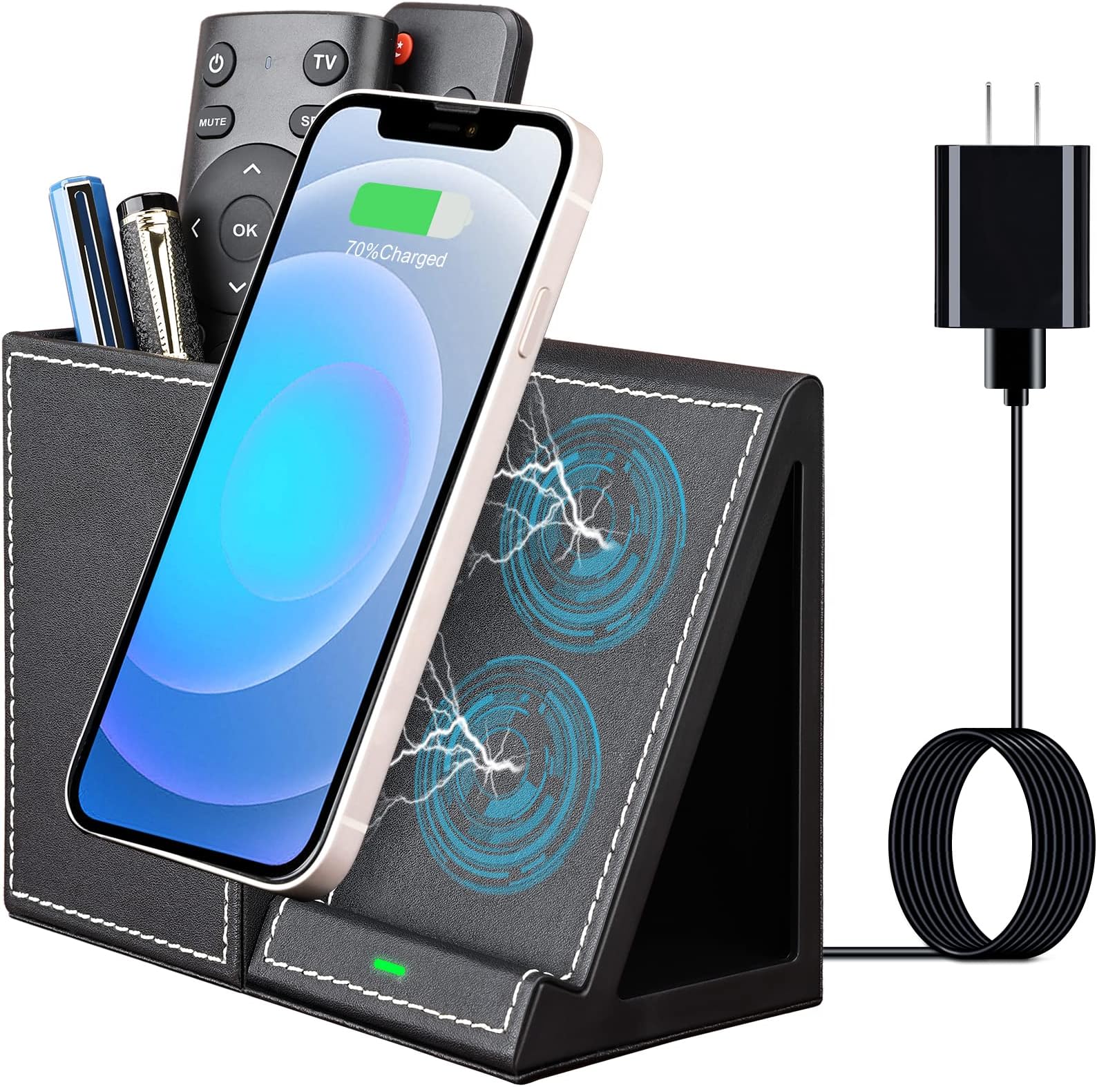 Image showcasing Amazon.com: 10W Fast Wireless Charger Desk Organizer, Wireless Charging ...