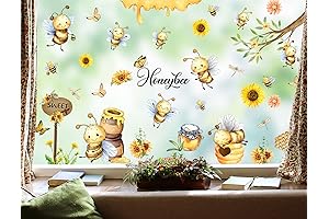 Bee Window Clings - Sunflower Butterfly Window Stickers Tree Branch Honey Bee Honeypot Window Decals