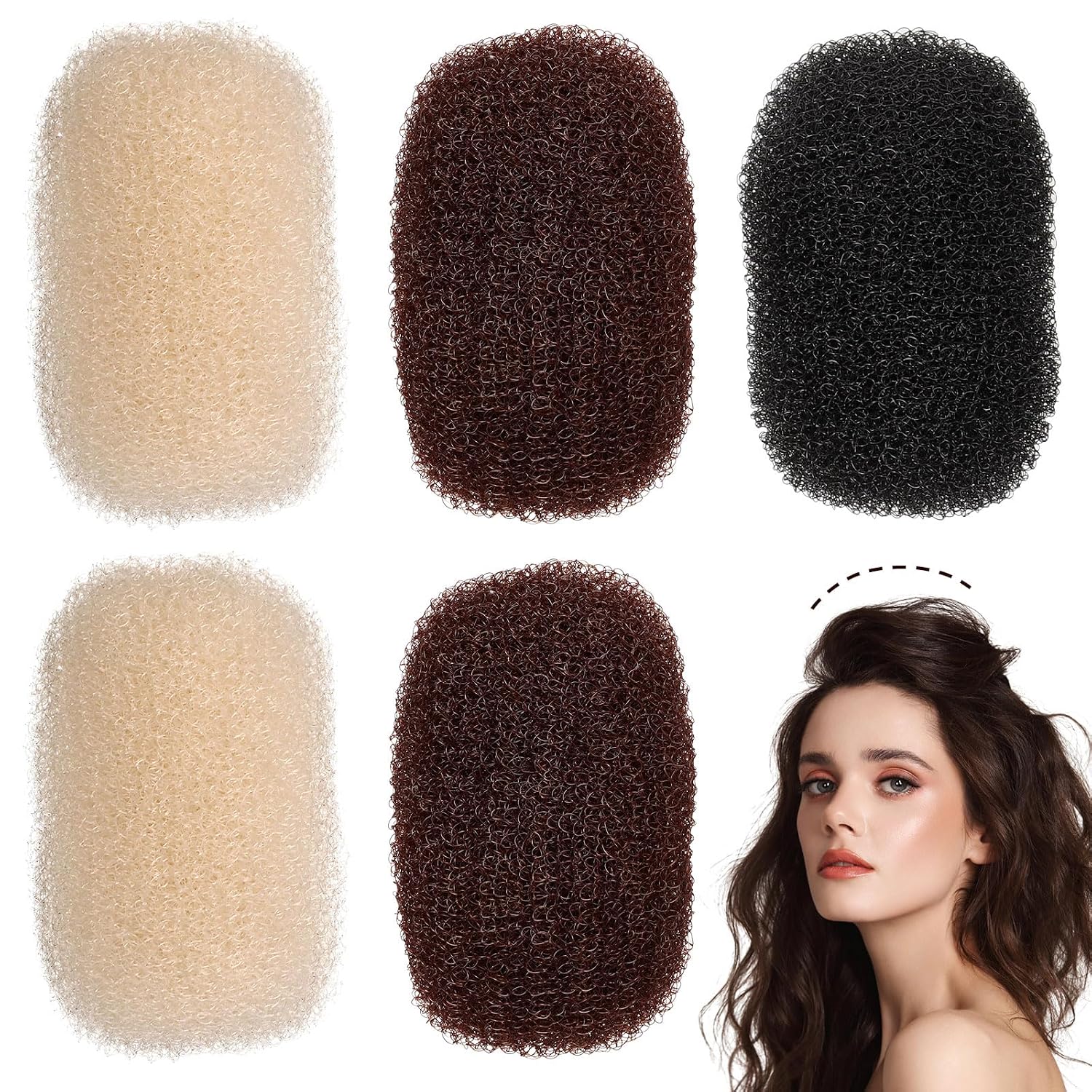 DOITOOL 5 Pcs Women Hair Padding Clamps, Hair Styling Pads for Volume Updo Accessories Home Use, Assorted Colors