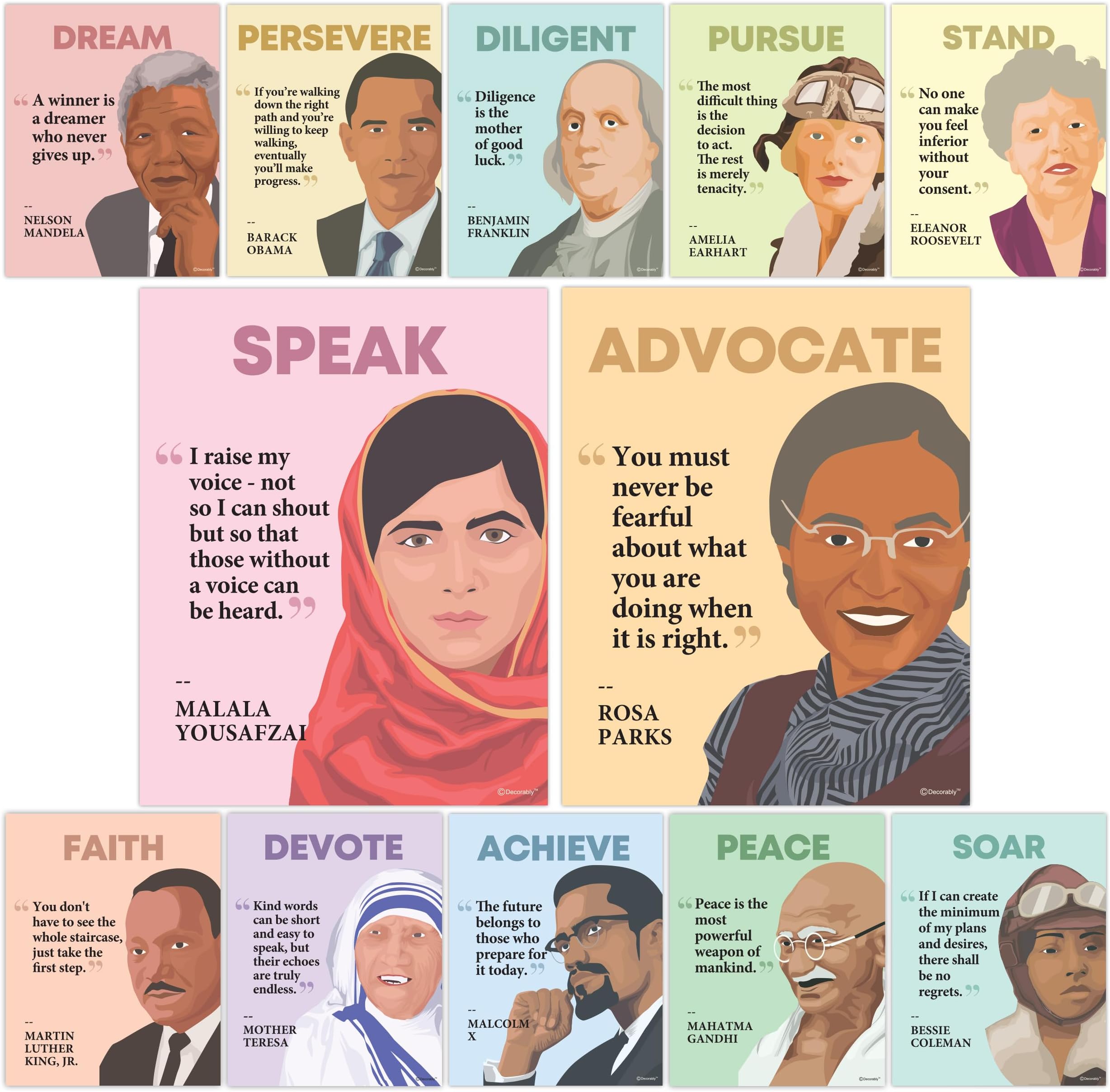 12 Black History Posters for Classroom Middle School - 11x14in Black History Month Posters for Classroom, History Classroom Posters, US History Posters for Classroom High School, Black History Poster
