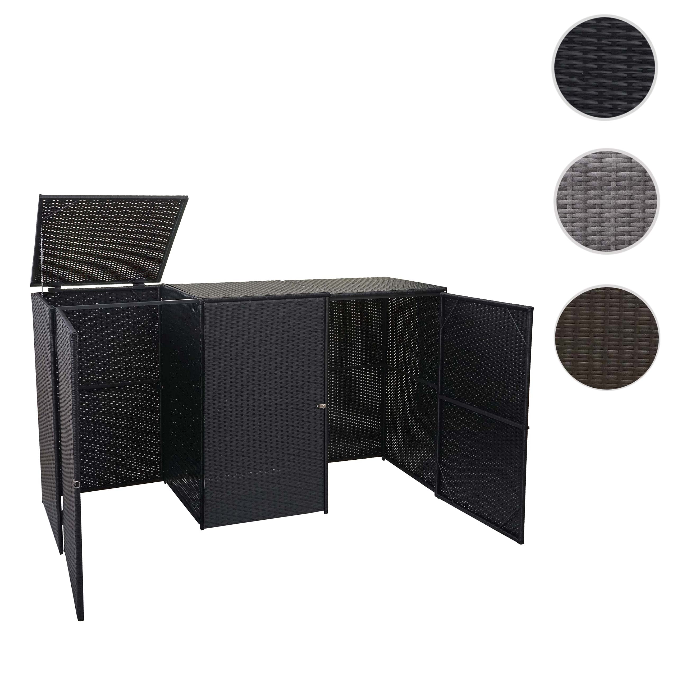 Enveloppement pour 3 poubelles HWC-E25, polyrotin 2x120l - Noir