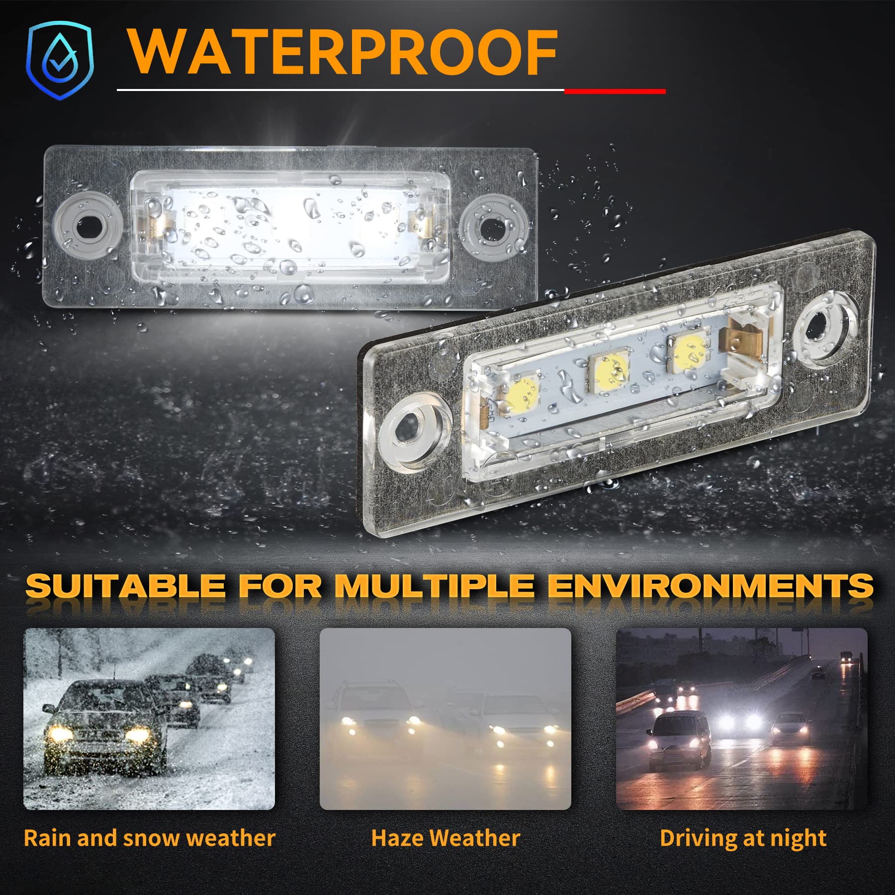 Luci Targa a LED per V-W Caddy 2K Golf Plus 5M1 Jetta 1K2 Passat Limousine 3bg Passat Variant 3C B6 T5 7H 7J Touran 1T1 1T2 1T3, Lampada Targa a LED,2 Pezzi 3 * 5050SMD Canbus
