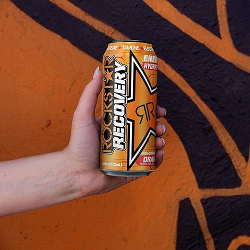 Vista 20 de Rockstar Bebida energética Pure Zero, naranja mandarina, lata de 16 onzas