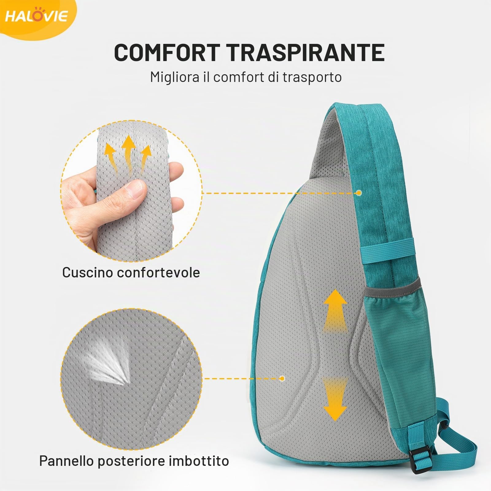 HALOVIE Zaino Monospalla Uomo Piccolo Antifurto Borsello Tracolla Borsa a Tracolla Sportivo per Donna Uomo Sling Bag Crossbody Zaini da Viaggio Hiking