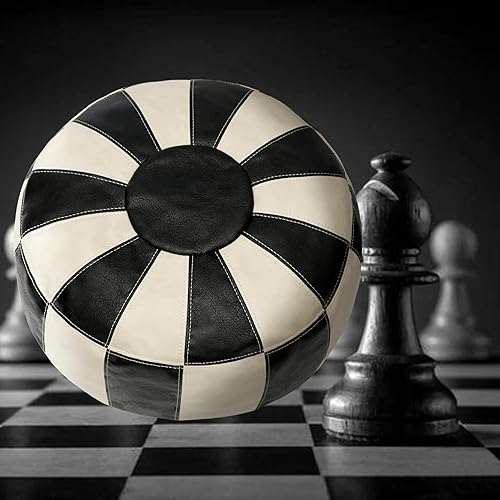 Miniatura 31 de Thgonwid Funda de puf otomano marroquí sin relleno, solución de almacenamiento para reposapiés otomano, silla puf, reposapiés, color negro Negro