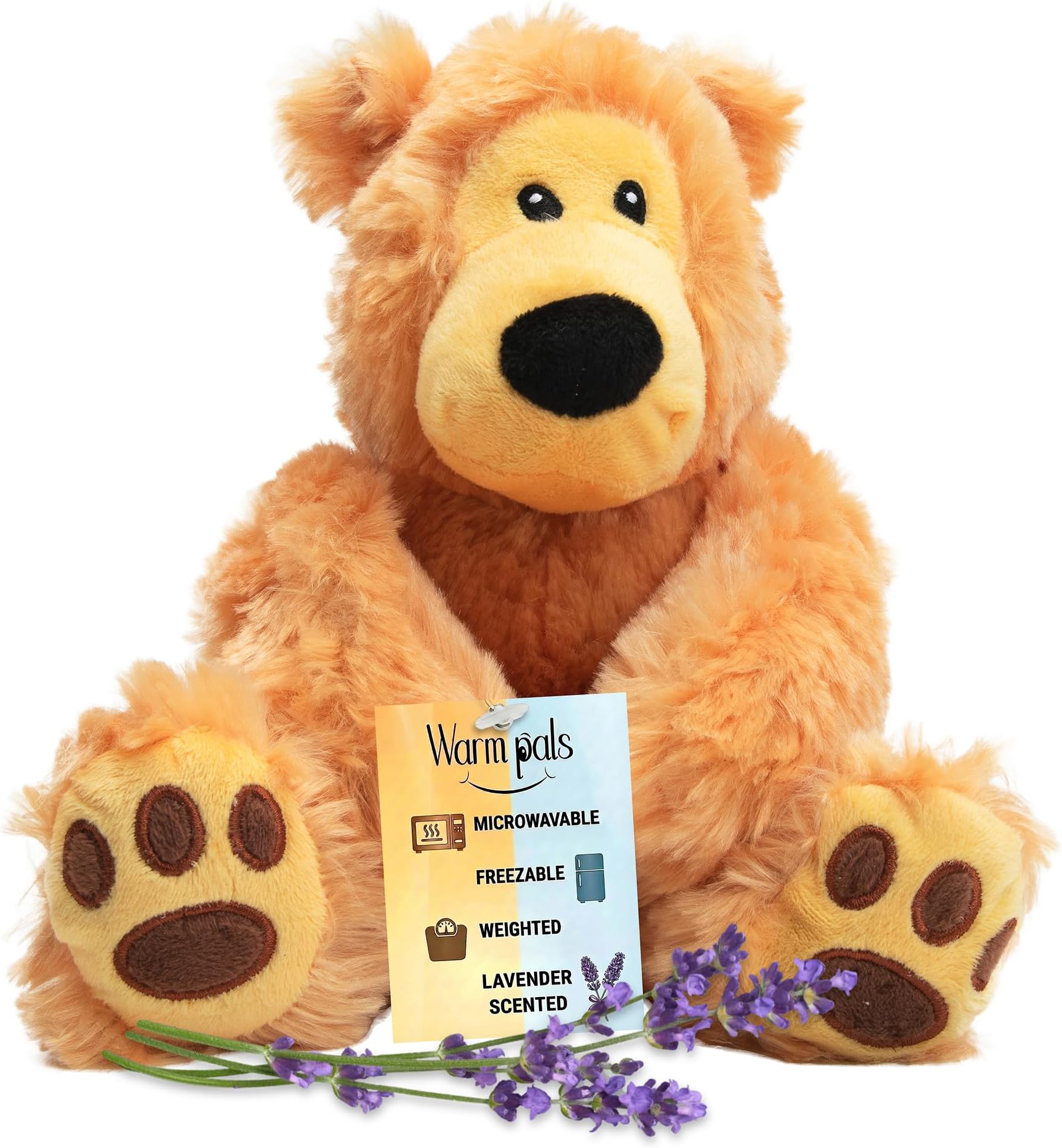 Bear Hugs - Microwavable & Weighted Plush Stuffed Animal - Heated Plushie for Warmth - Cute, Soft, Cozy Toy for Adults & Children (Boys, Girls, & Toddlers) by Warm Pals