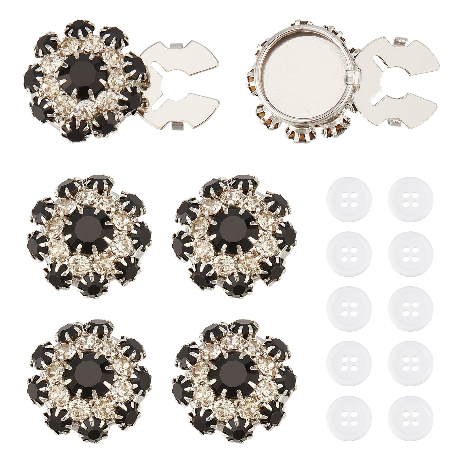 Boutons de manchette pour chemise femme et homme boutons amovibles veste robe strass fleur cristal