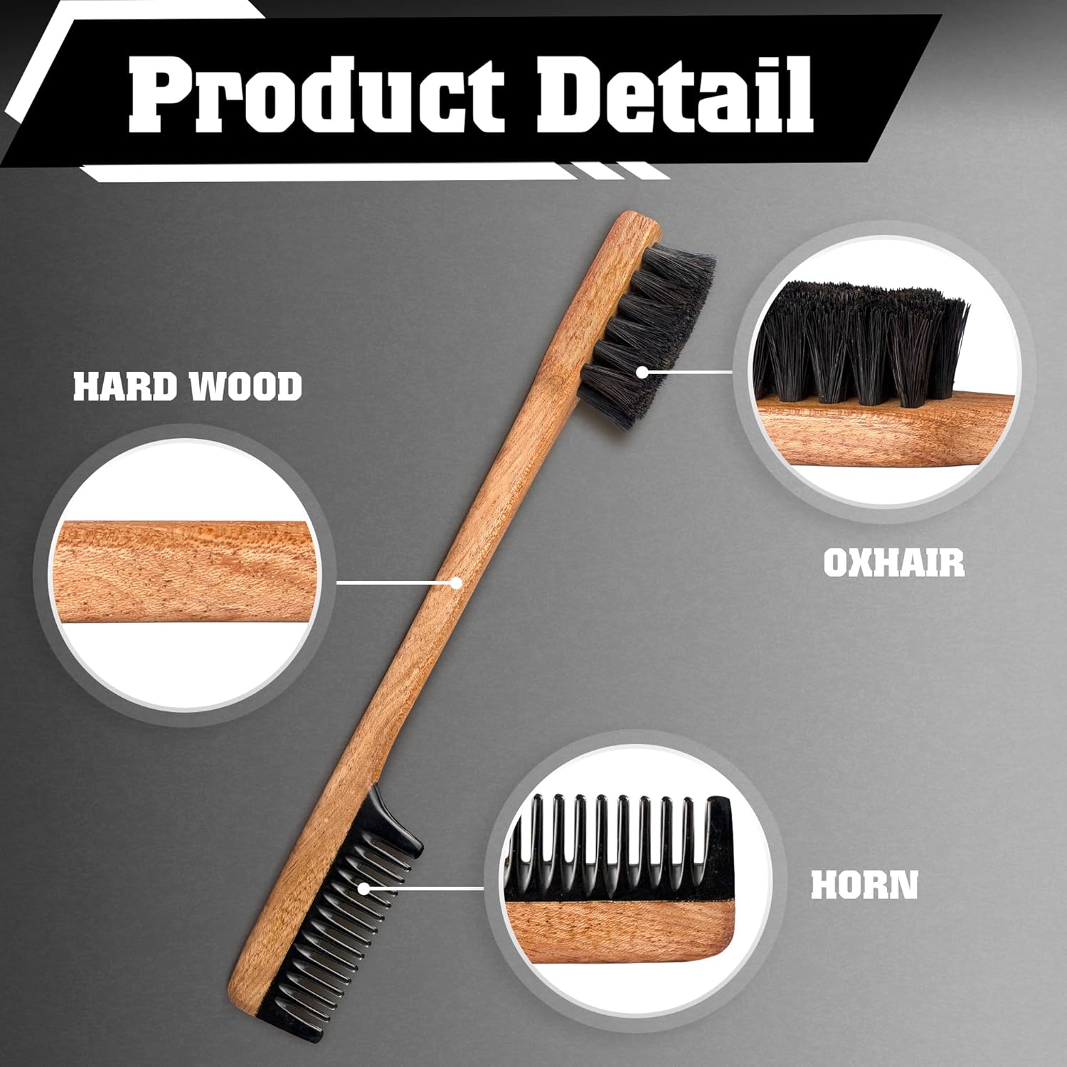 2-in-1 Beard b & Brush - Mustache & Beard b for Men. Handcrafted