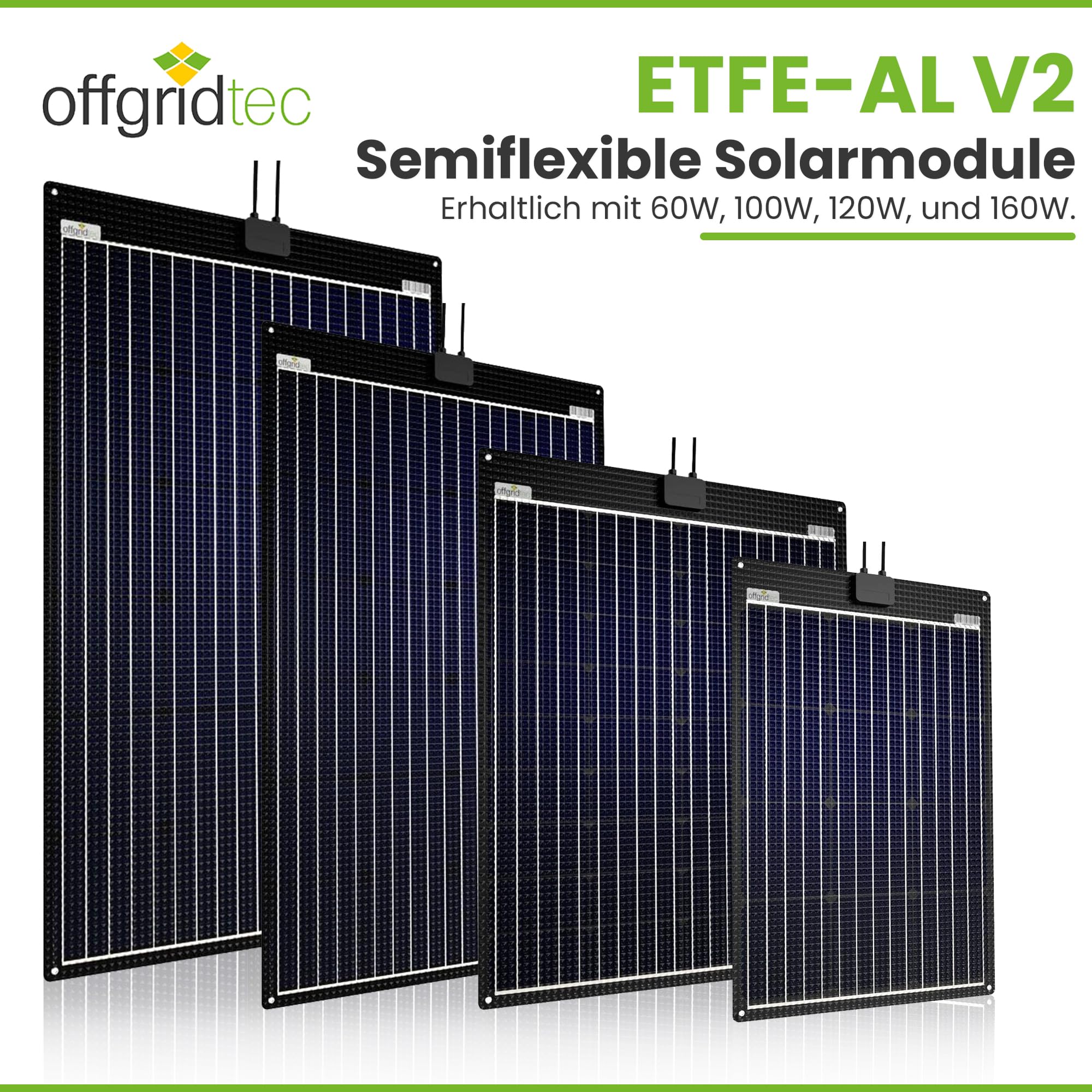 Offgridtec ETFE-AL 60W semi-flexibles18V Solarpanel mit integrierter Aluminiumplatte V2