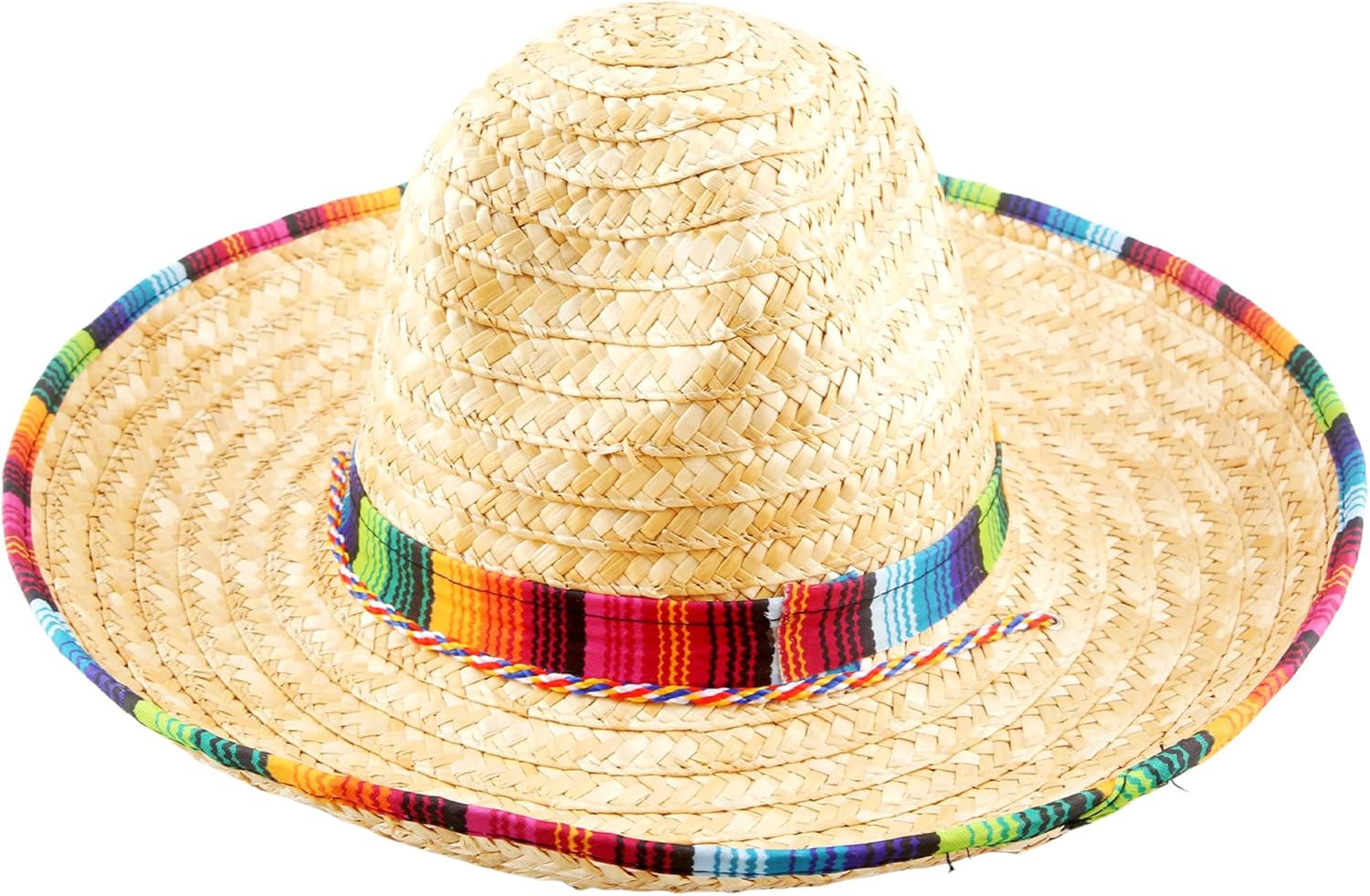 Giant Mexican Sombrero Hat Cinco de Mayo Sombrero Headband with Serape Trim Large Fiesta Straw Hat