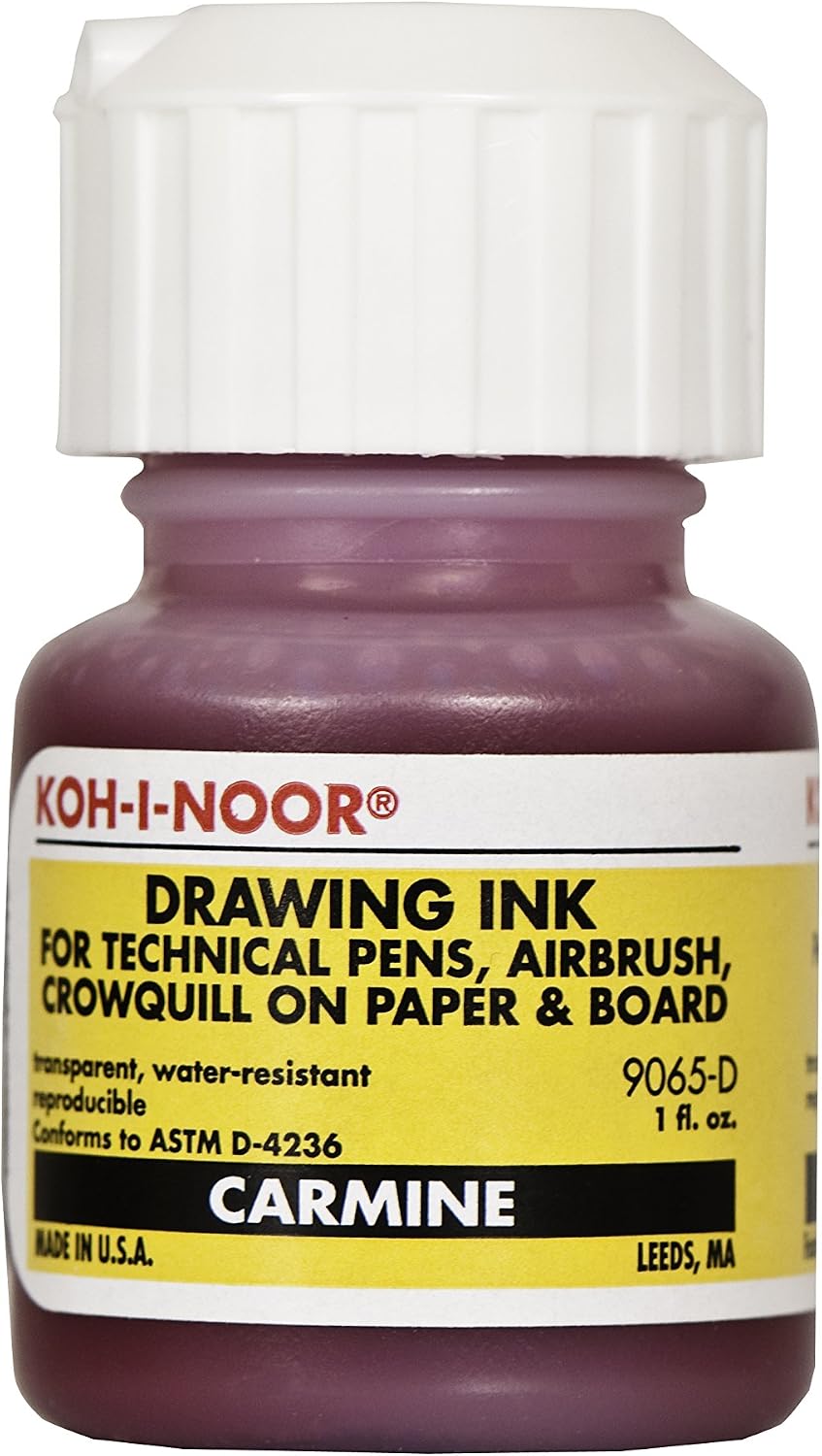 Koh-I-Noor Pigment-Based Drawing Ink, 1 oz Bottle, Carmine (9065D.CAR)