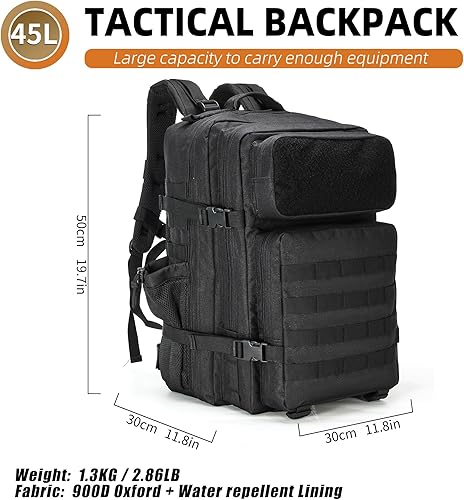 Miniatura 3 de gracedon Mochila táctica militar para hombres y mujeres, mochila de campamento del ejército, bolsa de 45 l, paquete Asault para viajes, senderismo