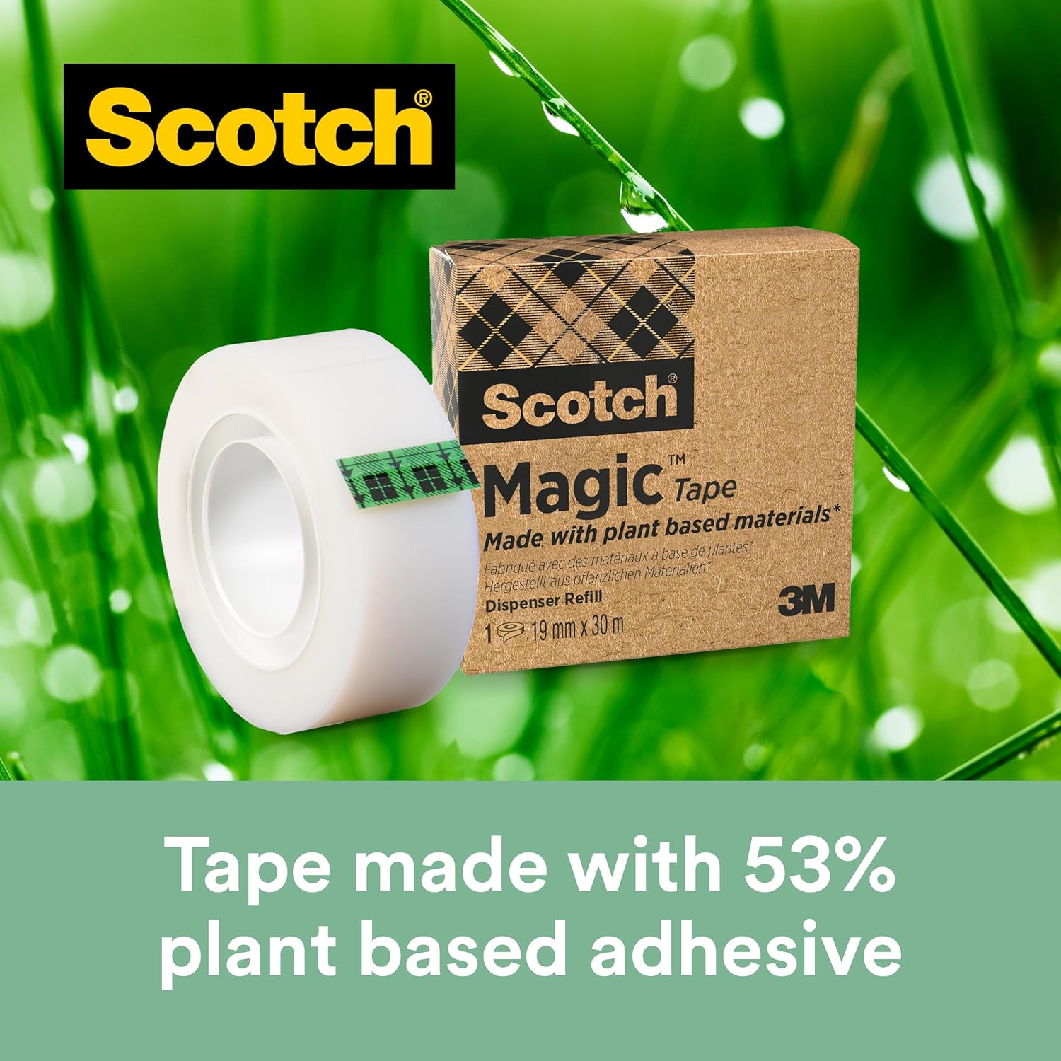 Scotch Magic Tape Dispenser - 1 C38 Scotch Dispenser with 3 Rolls of Scotch Magic Tape - Holds Tape Up to 19 mm x 33 m - Refillable Sticky Tape Dispenser for School, Home and Office - Black