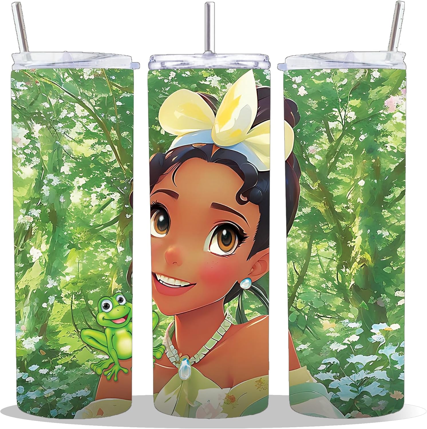 20 oz Insulated Double Wall Stainless Steel Tumbler with Spill Proof Lid and Reusable Straw, Water Bottle Coffee, Fairy Tale Frog Princess Cup Mug Tumbler (Princess3)